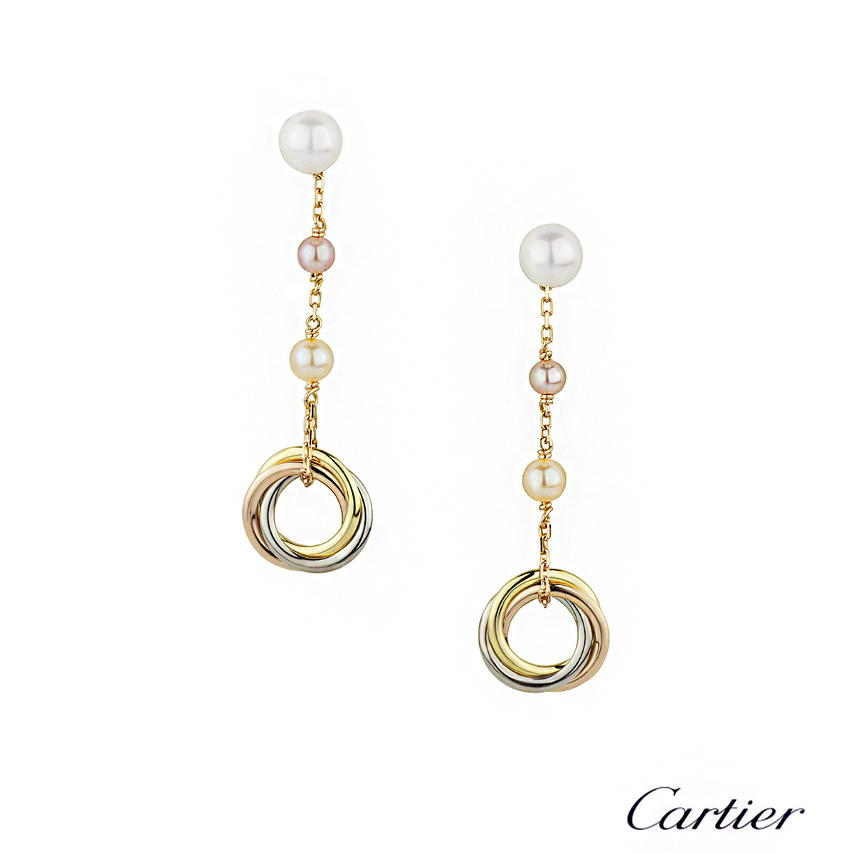 cartier trinity pearl earrings
